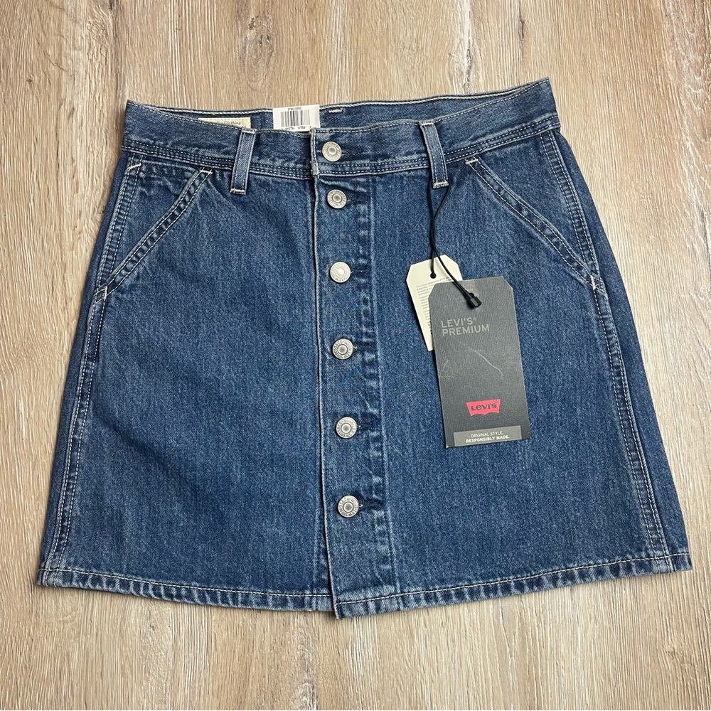 Levis Premium Button Womens Size 26 Front Denim Utility Skirt Snooze Ya Lose Y2K